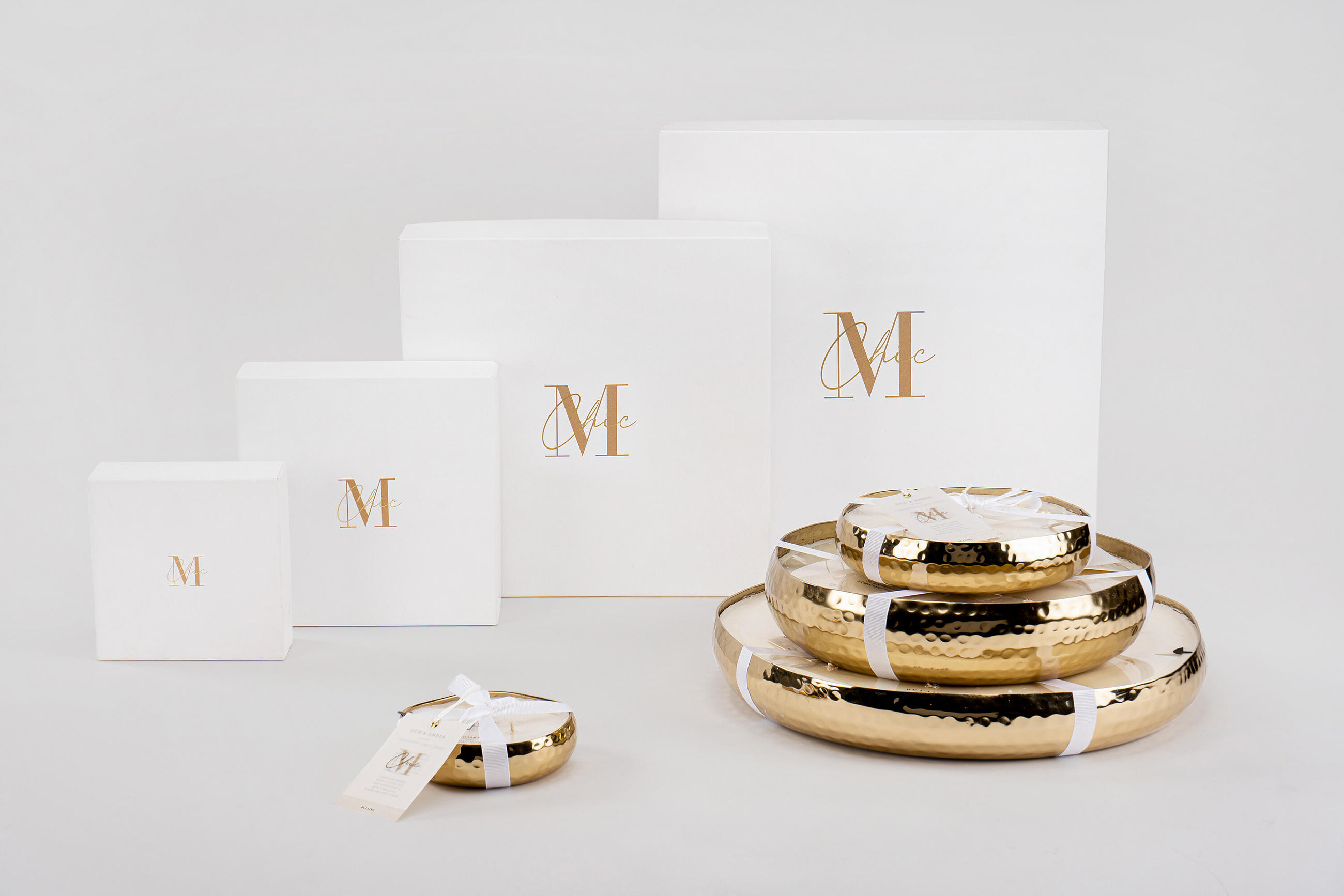 DUFTKERZE M-CHIC - Gold - L - 44 Std. - Goldfarben, Paraffin (28.5/6cm) - J-Line