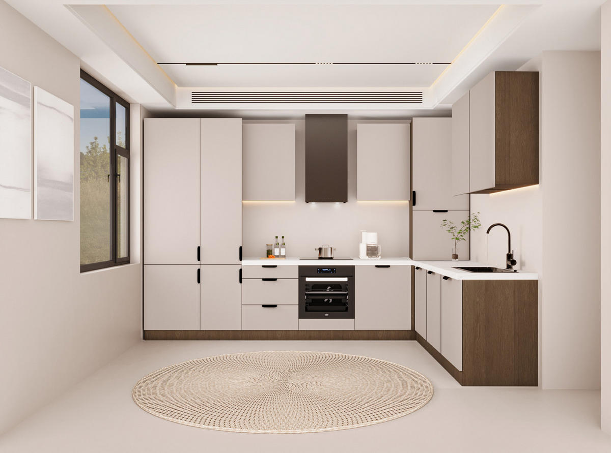 WINKELKÜCHE 340cm x 240cm - Sorento KS4-M340 - in Beige / Dunkle Eiche - Eichefarben/Beige, Holz (580/247/58cm)