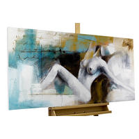 ÖLGEMÄLDE 120/60 cm - Petrol/Weiß, Holz/Textil (1.6/60cm) - KUNSTLOFT