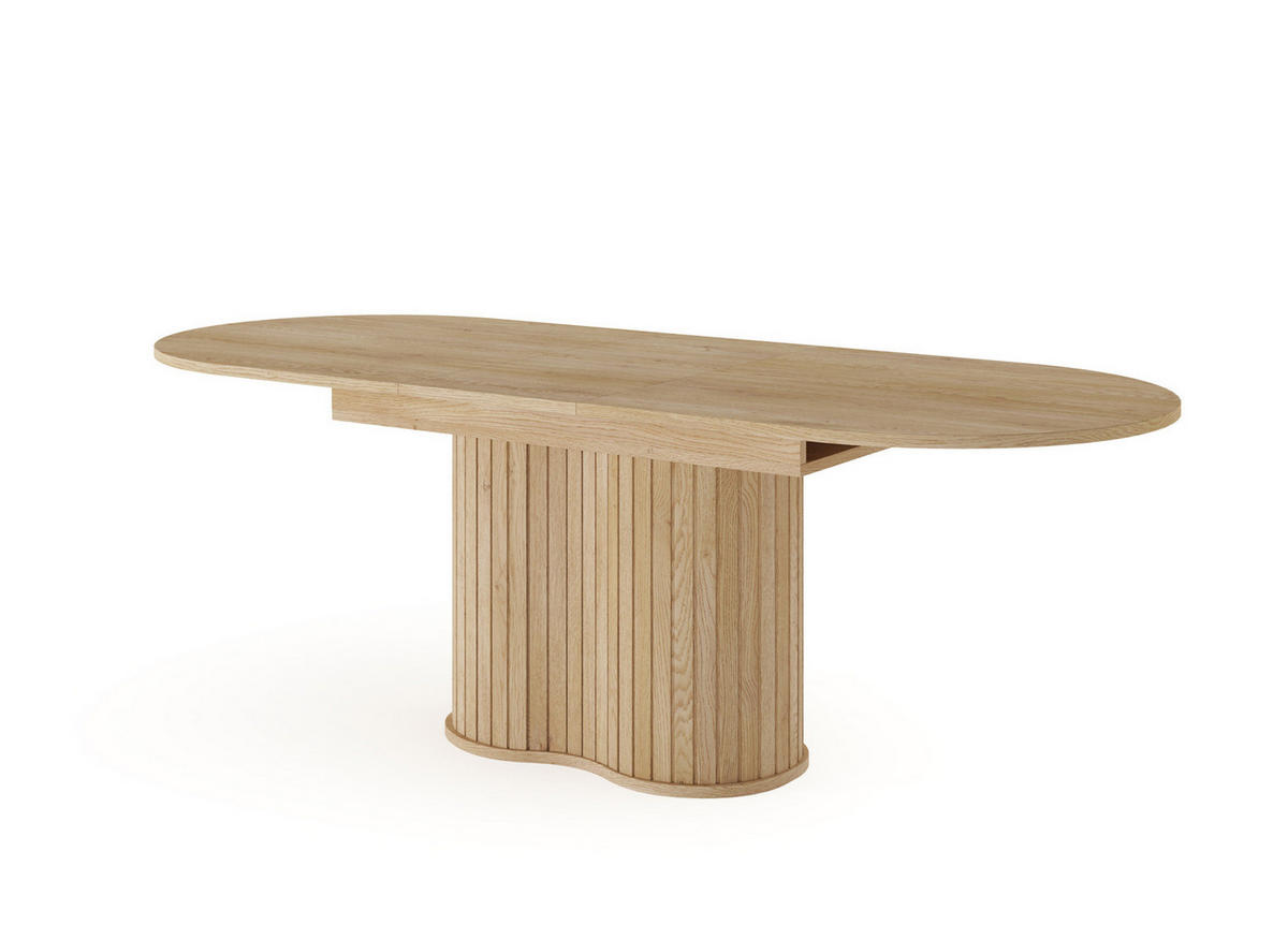 ESSTISCH Ausziehbar LOVI 180-220 cm Eiche Cremona - mit Riffel-Säule - Eichefarben, Holz/Holzwerkstoff (90/220/76cm) - Ravio