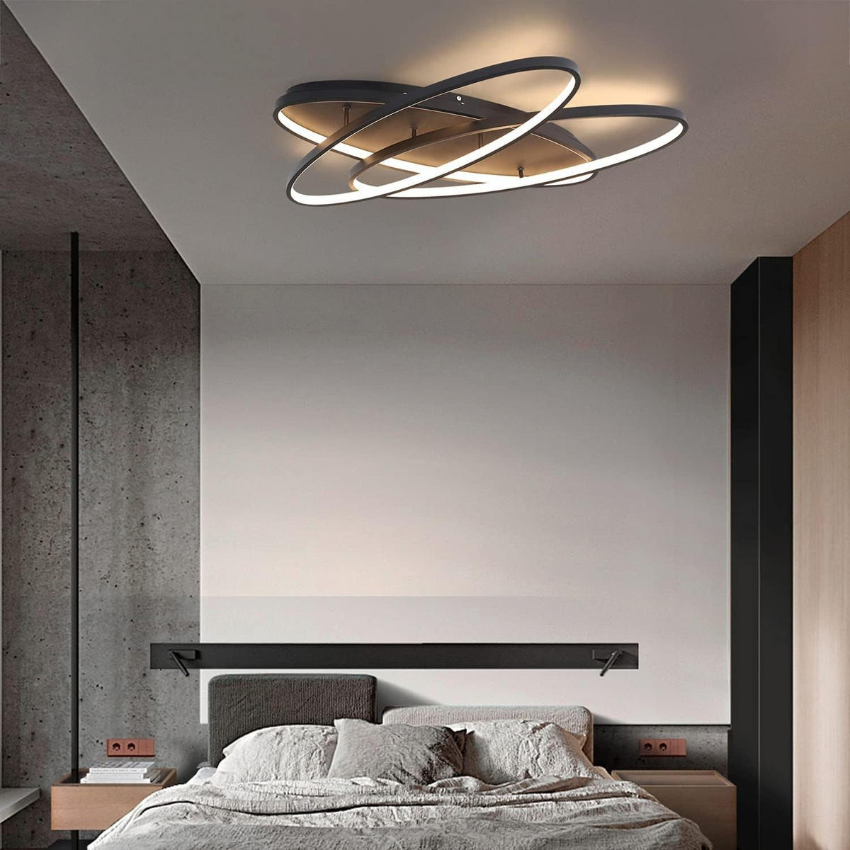 LED-DECKENLEUCHTE Erik 62/60/9.5 cm - Schwarz, Metall (62/60/9.5cm) - Nettlife