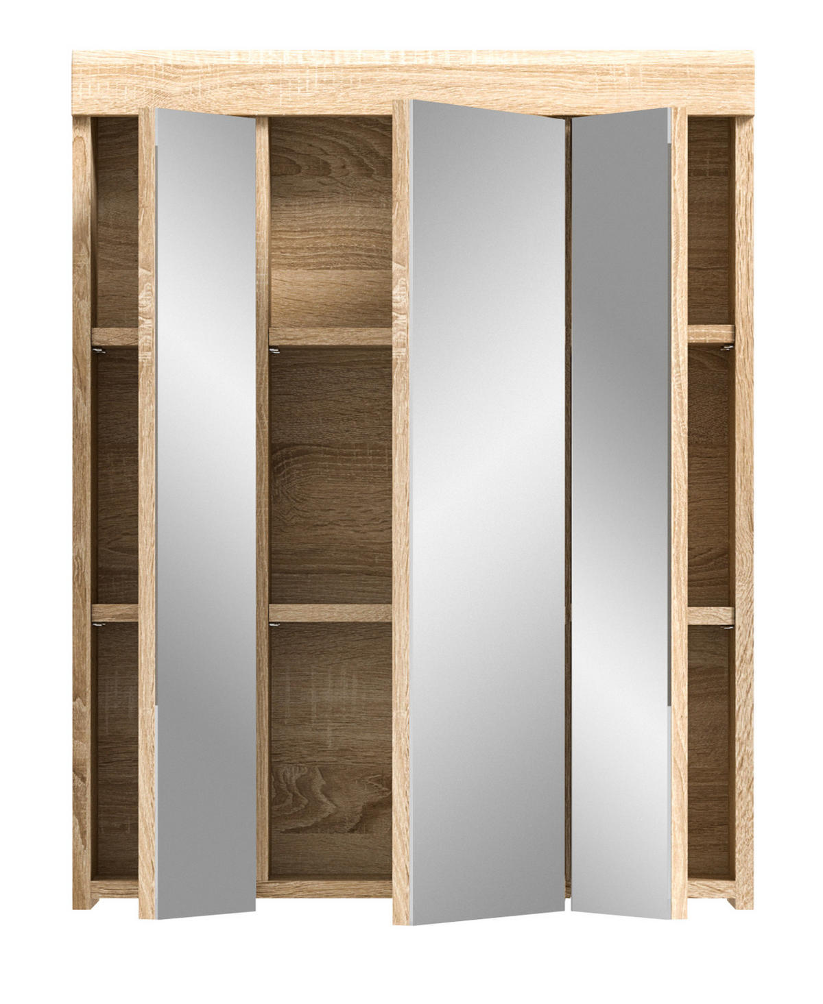 SPIEGELSCHRANK Sonoma Eiche 60 cm, Badschrank 3-türig - Eichefarben, Holzwerkstoff/Metall (60/79/18cm) - Inn.Furn