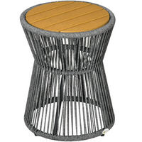 BEISTELLTISCH 39/39/49 cm dunkelgrau aus Aluminium mit PE-Rattan - Dunkelgrau, Metall (39/39/49cm) - OKWISH