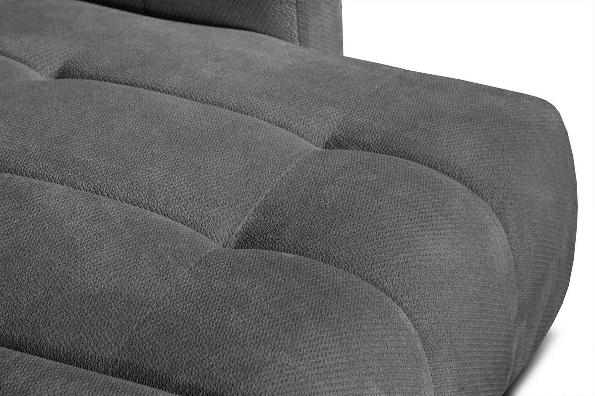 ECKSOFA KIMI 3-Sitzer, ausziehbarer Sitz, verstellbare Kopfstützen, dunkelgrau - Anthrazit/Schwarz, Holzwerkstoff/Textil (270/160cm) - Courtois Laville