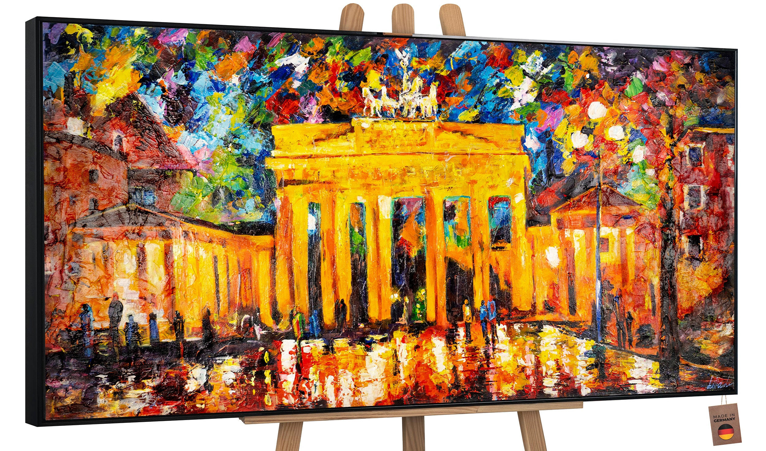 GEMÄLDE Brandenburger Tor Schattenfugenrahmen Schwarz 140x70 cm - Schwarz, Holz (140/70cm) - YS-art gallery