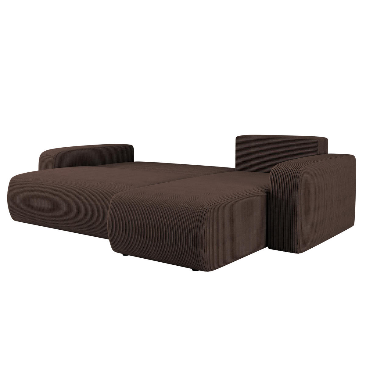 ECKSOFA L-FORM Schlaffunktion Und Bettkasten Eckcouch MILANO L Stoff Dicker Cord Braun Rechts - Braun, Holz/Textil (244/142cm) - Kaiser Möbel