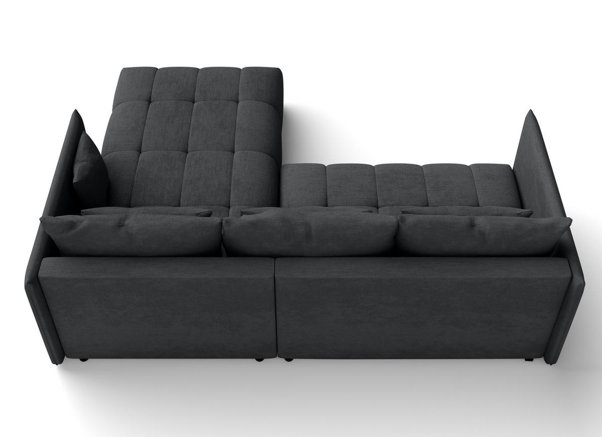 ECKSOFA L Form Cosmova Grau 245/182/83 cm mit Schlaffunktion - Schwarz/Grau, Kunststoff/Textil (245/182cm) - AX Living