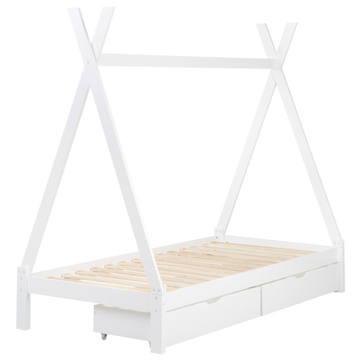 KINDERBETT 90x200 cm Weiß Devay - Weiß, Holz (90/200cm) - Beliani