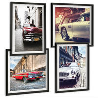BILDER SET 4er Set - 50x50 cm & 40x60 cm Schwarzer Rahmen - Oldtimer in Städten - Schwarz, Kunststoff (50/50cm) - TULUP