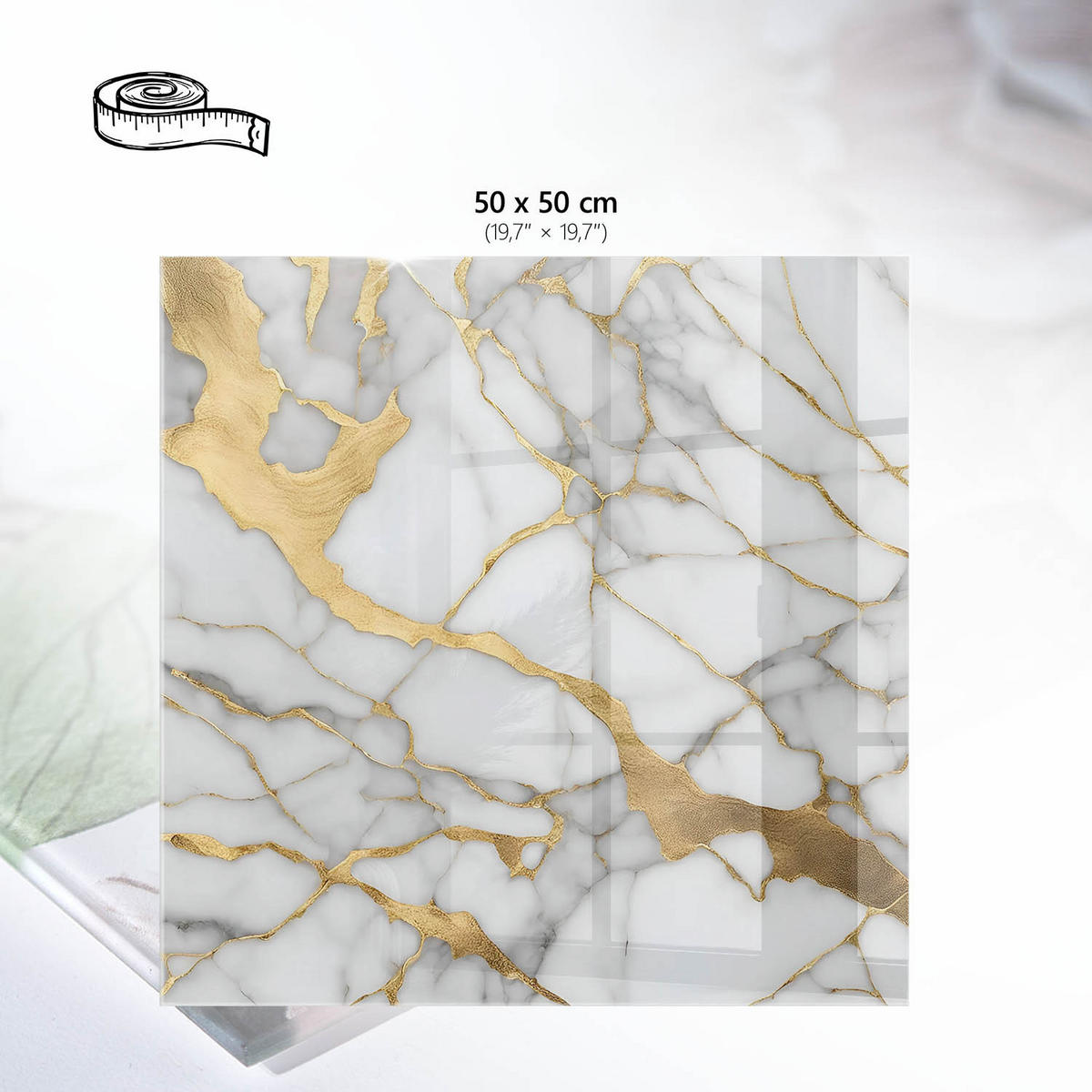 TISCHPLATTE 50x50 cm – edler Marmor - Pink, Glas (50/50/0.4cm) - Wallfluent