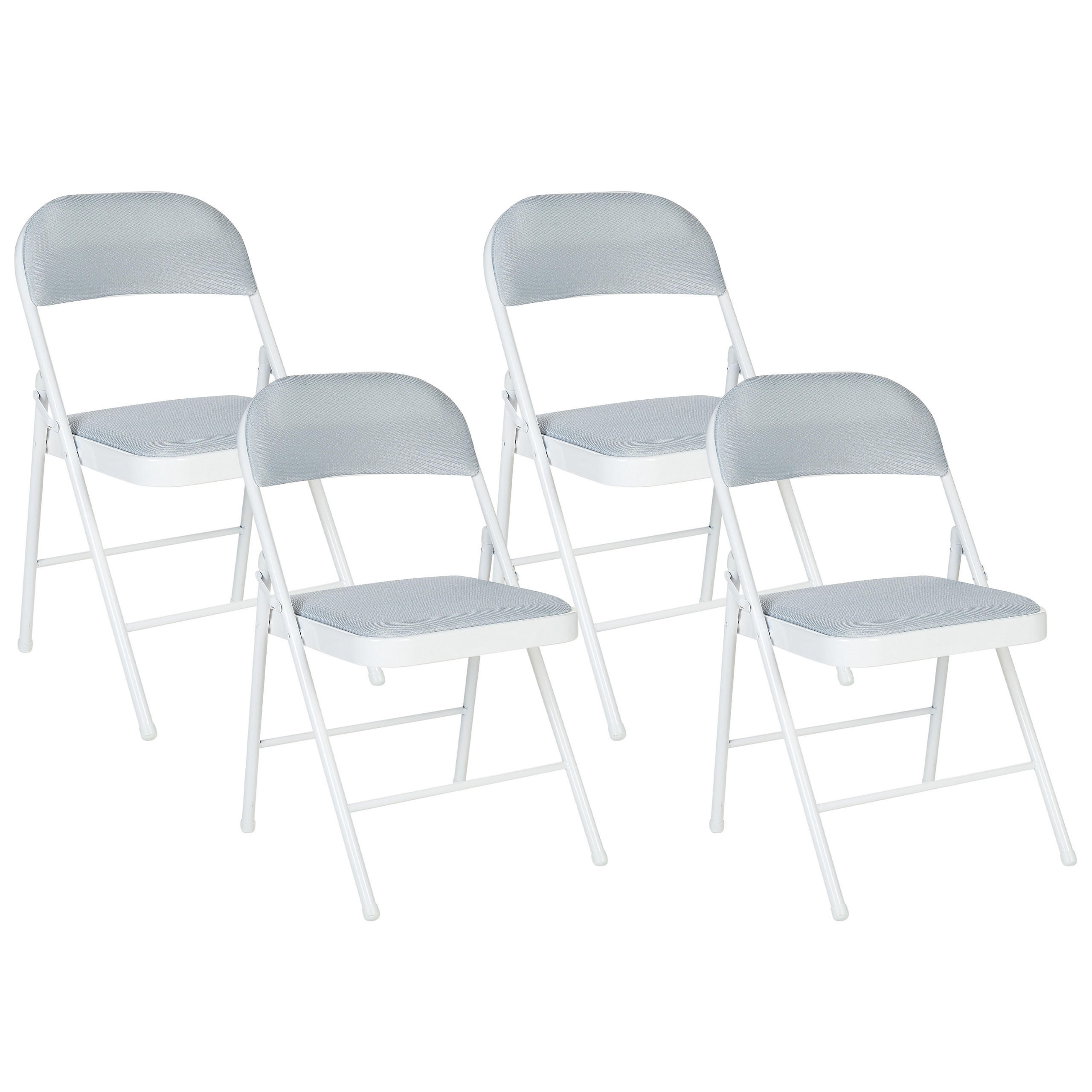 KLAPPSTUHL 4er-Set Metall Grau Sparks - Grau, Kunststoff/Textil (45/77/47cm) - Beliani