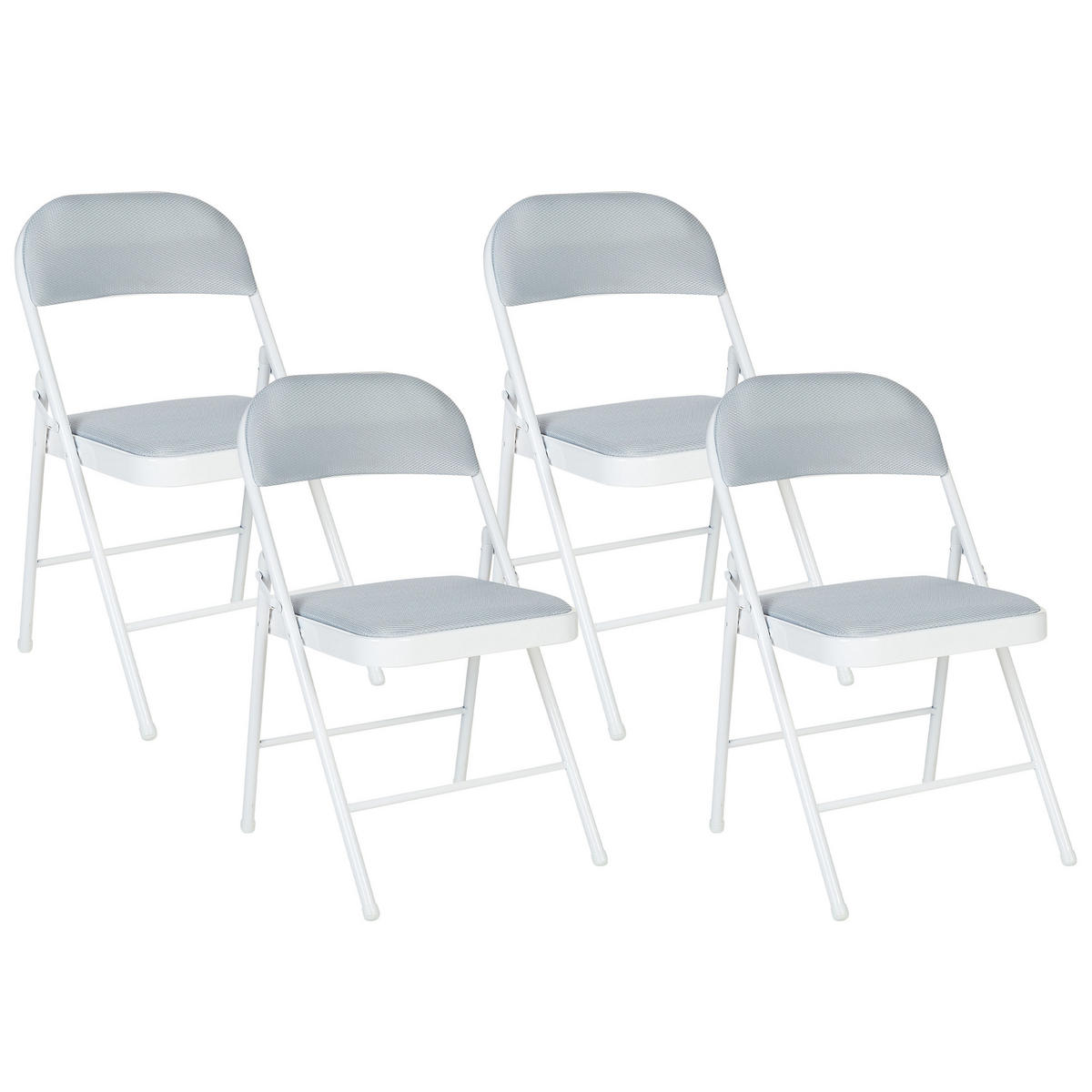 KLAPPSTUHL 4er-Set Metall Grau Sparks - Grau, Kunststoff/Textil (45/77/47cm) - Beliani