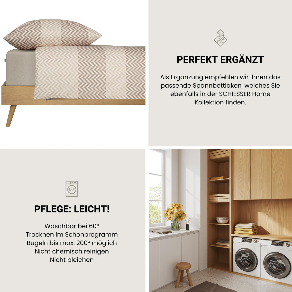 BETTWÄSCHESET Maribel - Renforcé - 2-teilig - 135 x 200 cm - Taupe - Taupe, Textil (135/200cm) - SCHIESSER