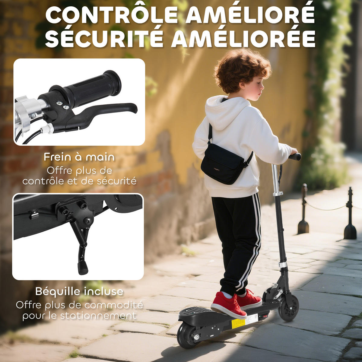 KINDERSCOOTER DE-16953 klappbar 120 W 12 km/h Schwarz - Schwarz, Metall (74/36/91cm) - ComfortXL