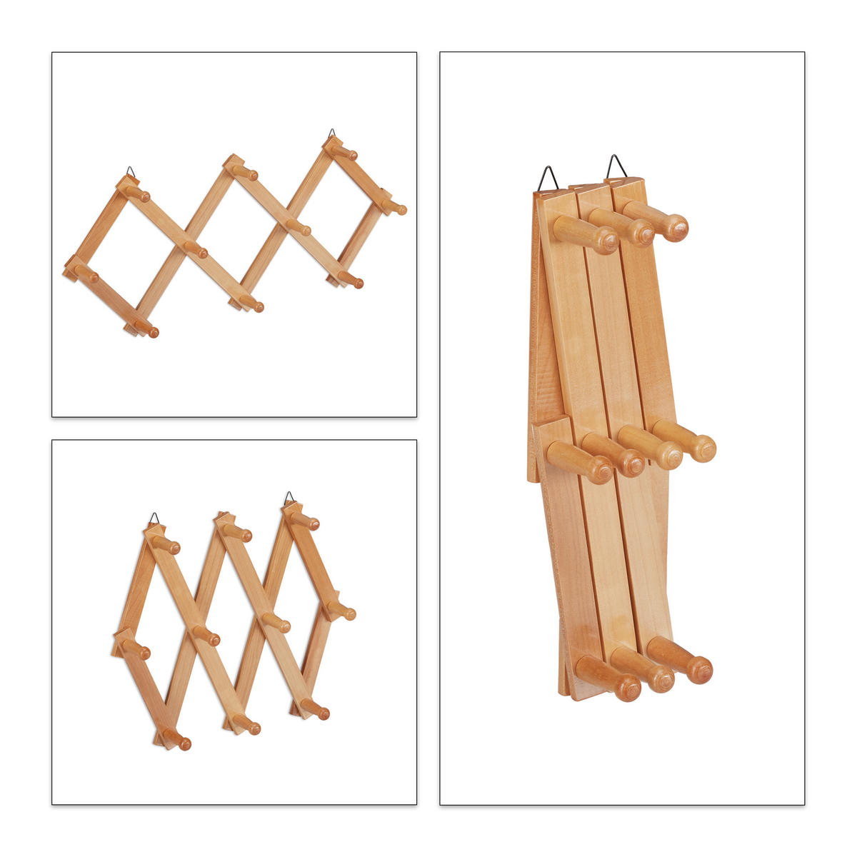 WANDGARDEROBE - Hellbraun, Holz (87.5/5.5/7.5cm) - Relaxdays