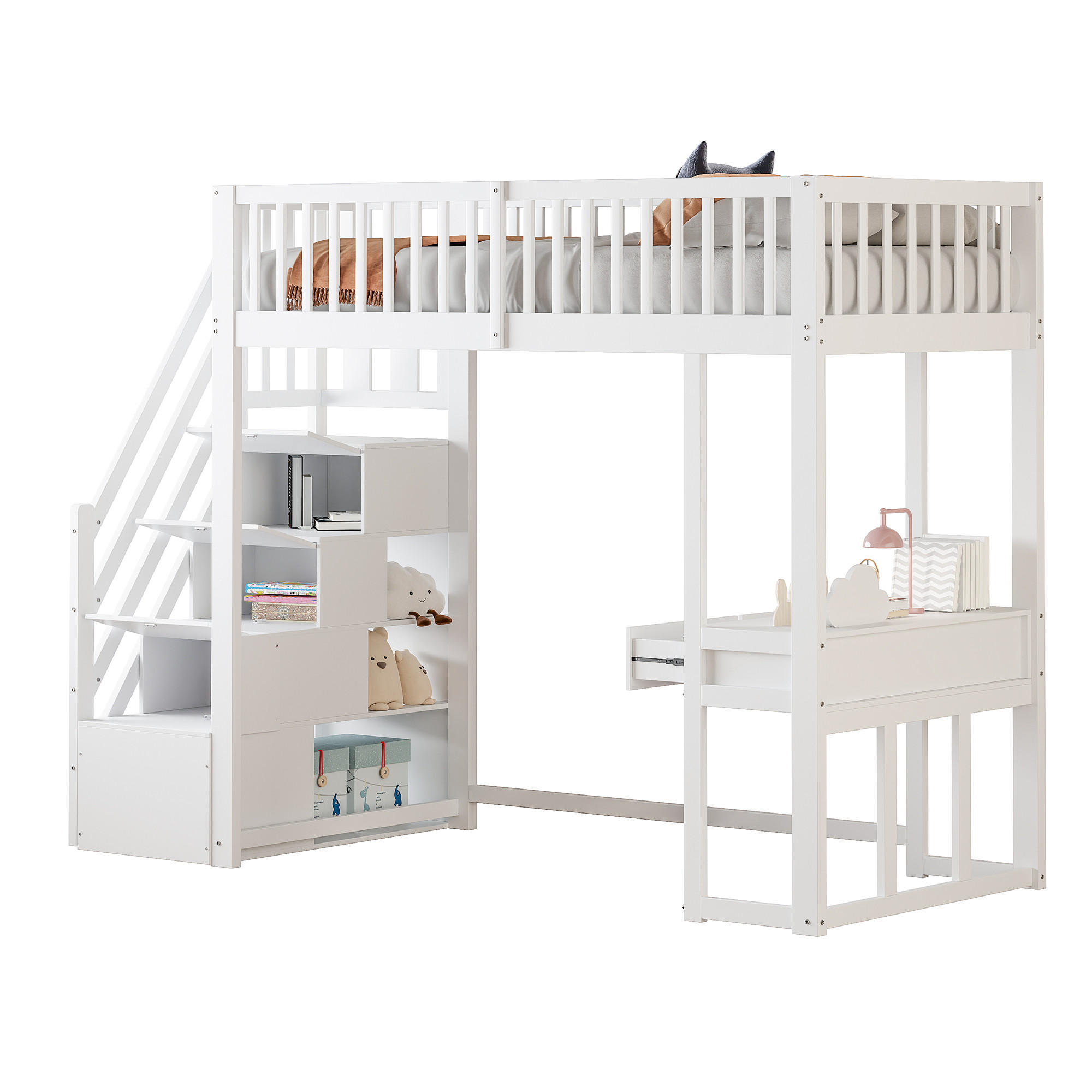 HOCHBETT 90x200 cm Tisch Treppe weiß - Weiß, Holz (90/200cm) - LEBENLANG