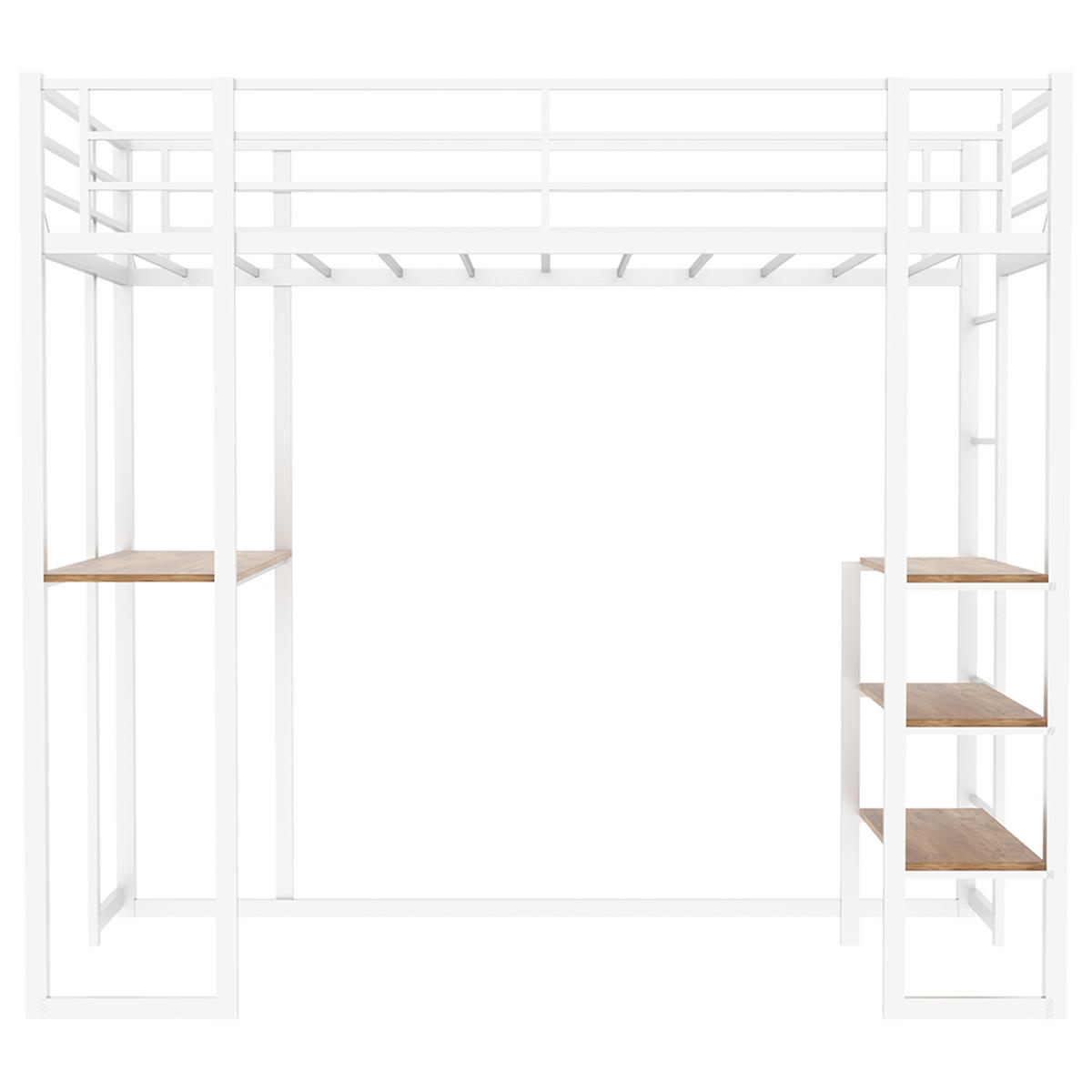 HOCHBETT mit Schreibtisch Metall Weiß - Weiß, Holz (90/190cm) - Meubliv