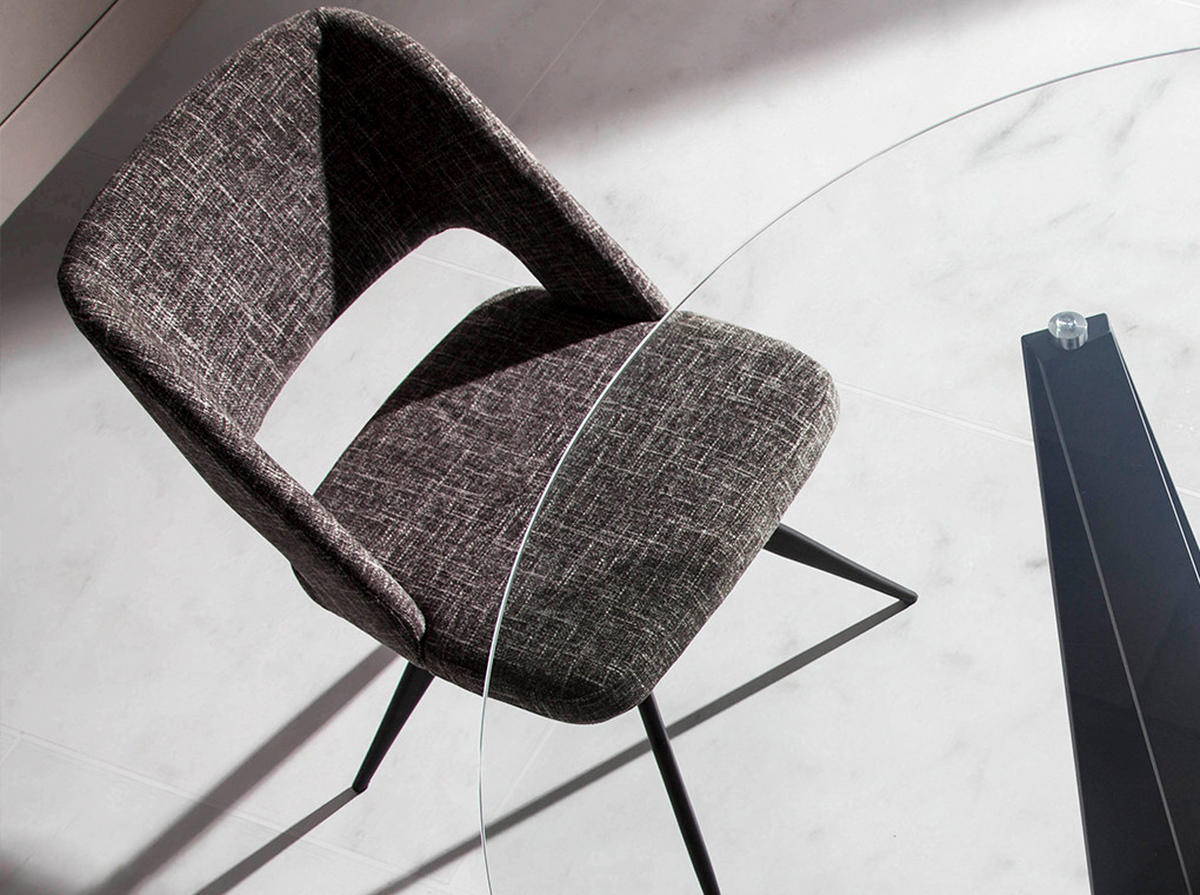 STUHL Drehbar aus grauem Stoff 53/61/82 cm - Schwarz/Grau, Textil/Metall (53/82/61cm) - ANGEL CERDA