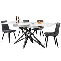 ESSTISCHSET 120-160x68 Cm Ausziehbar, 4 Dunkelgraue Samtstühle, Schwarz - Multicolor, Metall (69.49/14.02/107.32cm) - FLIEKS