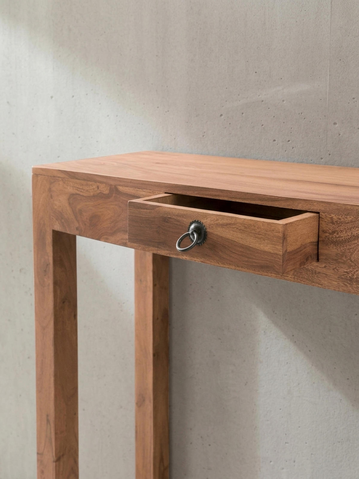 KONSOLENTISCH Akazienholz Schublade Landhausstil NAKO, Beige 120x40x70 cm - Beige, Holz/Metall (40/120/70cm) - KADIMA DESIGN