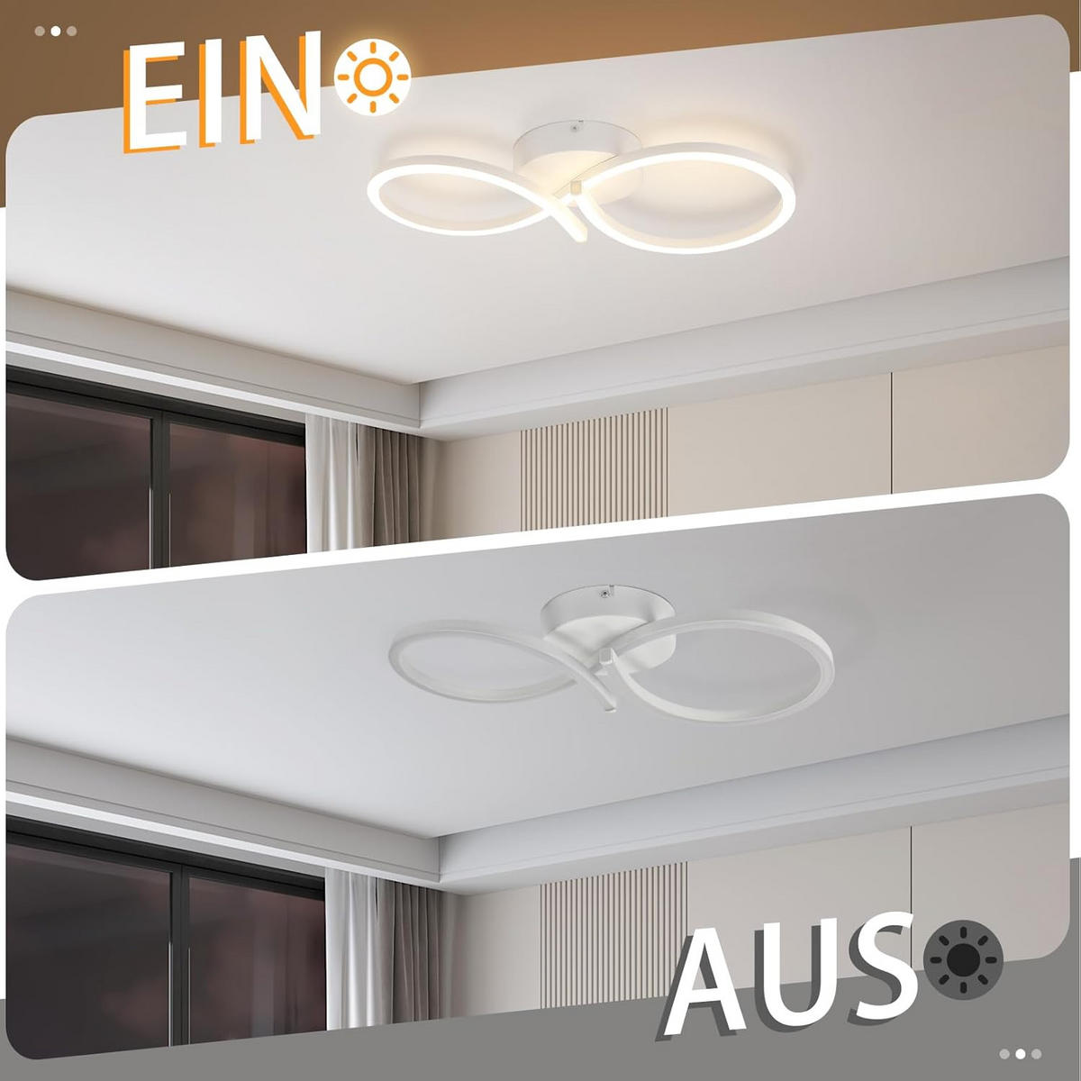 LED-DECKENLEUCHTE Sturmhag 19.0/8.0/45.0 cm - Weiß, Metall (45/19/8cm) - ZMH