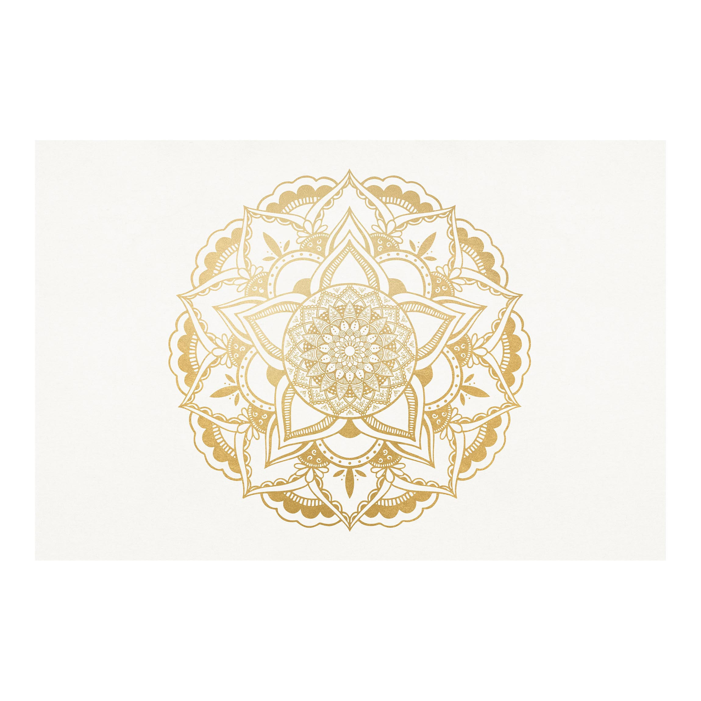 FOTOTAPETE Mandala Blume gold weiß 336/225 cm - Goldfarben, Papier (336/225cm) - Bilderwelten