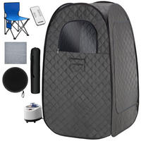 MOBILE DAMPFSAUNA Thermaluxe I, inkl. Fernbedienung, Matte, Klappstuhl und Tragetaschen, dunkelgrau/schwarz - Dunkelgrau/Schwarz, Kunststoff (84/145/84cm) - tectake