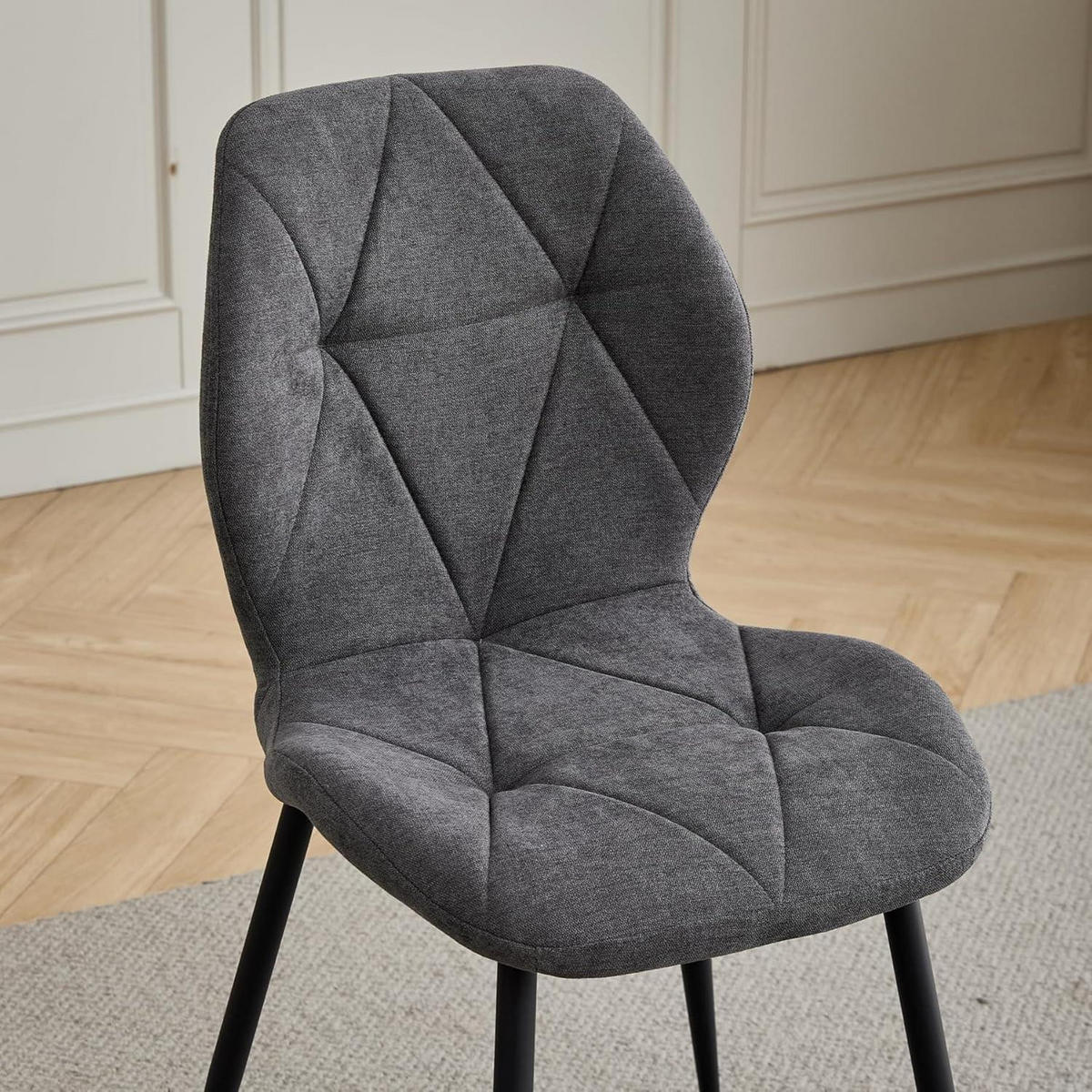ESSZIMMERSTÜHLE 6er-Set Stoff Dunkelgrau - Anthrazit, Textil (43/86/47.5cm)