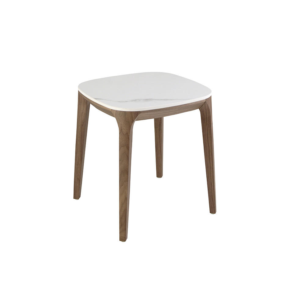 ECKTISCH Weiß Walnuss 50/50/51 cm - Walnussfarben/Weiß, Keramik (50/50/51cm) - ANGEL CERDA