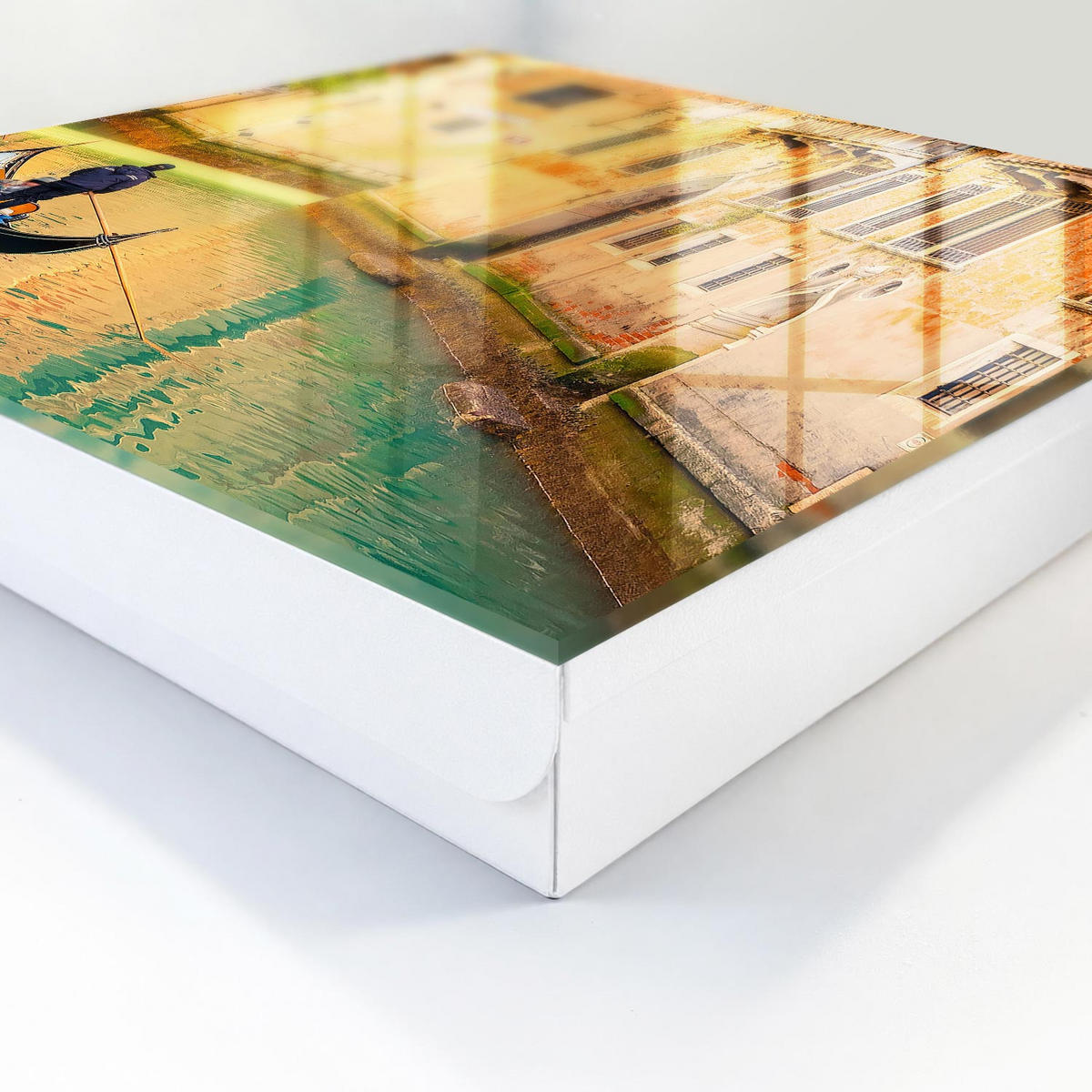 SCHLÜSSELBOX Weiß 30x30 cm – Türöffnung nach rechts - Kanäle von Venedig - Orange, Metall (30/30/5cm) - TULUP