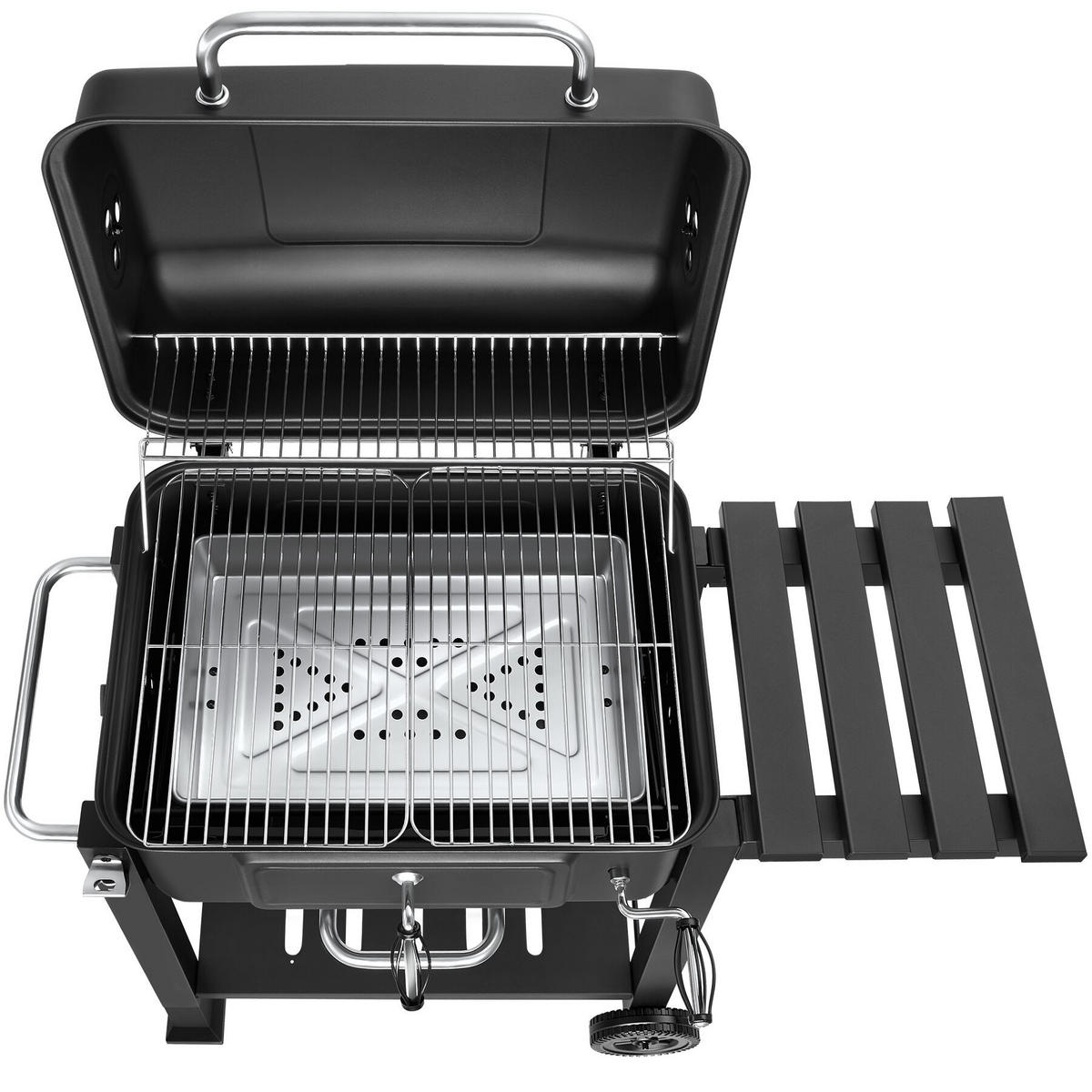 HOLZKOHLEGRILL Florian, 110 x 64 x 104 cm, untere Gitterablage, schwarz - Schwarz, Metall (110/104/64cm) - tectake