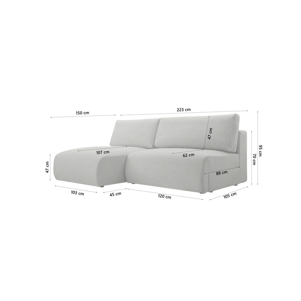 ECKSOFA Ripley mit Schlaffunktion, Grau - Grau, Textil (223/150cm) - Fedve
