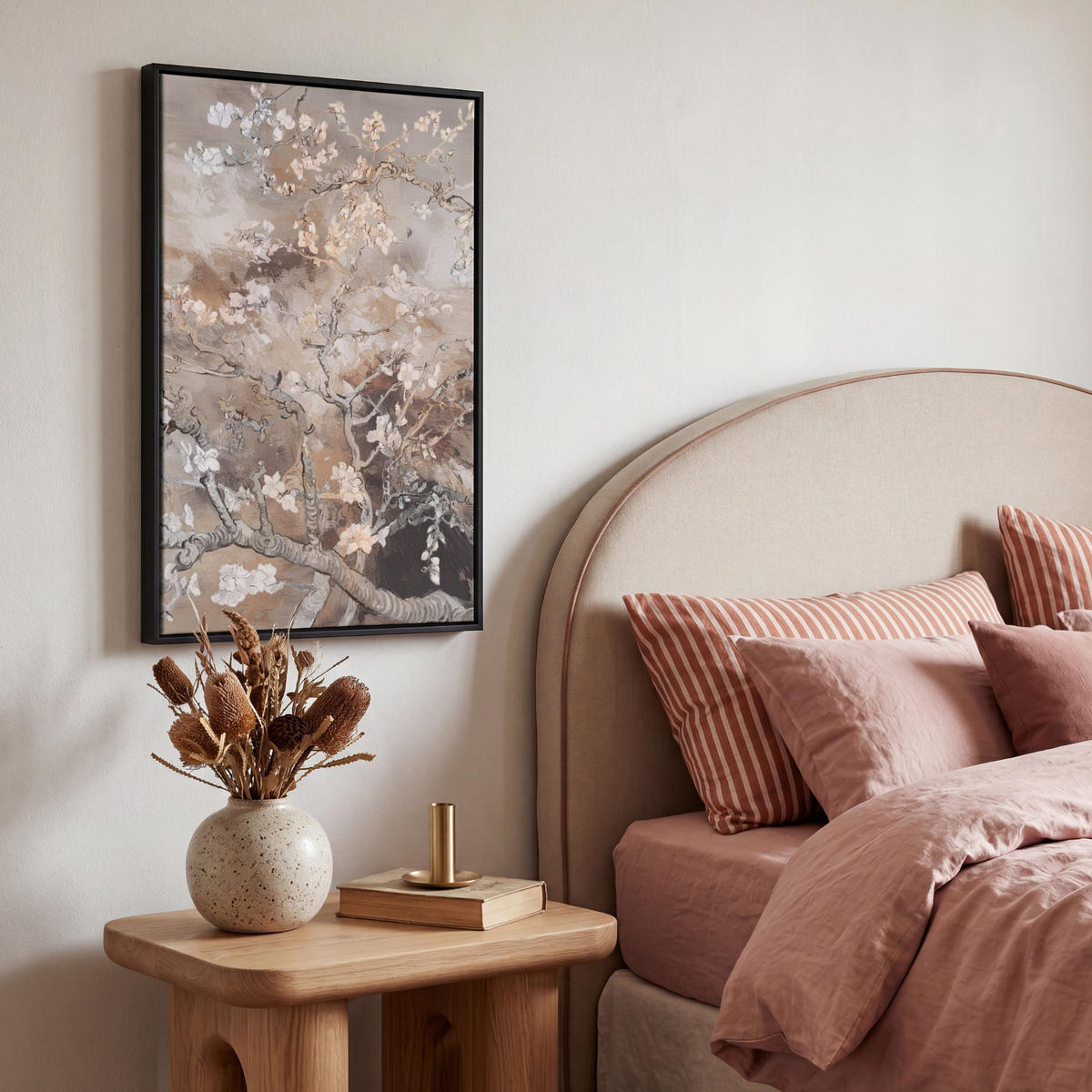 LEINWAND Bilder mit Rahmen - Mandelblüte - Kunst - Van Gogh - Beige - Abstrakt - 40x60 - Braun, Textil (40/60cm) - MuchoWow