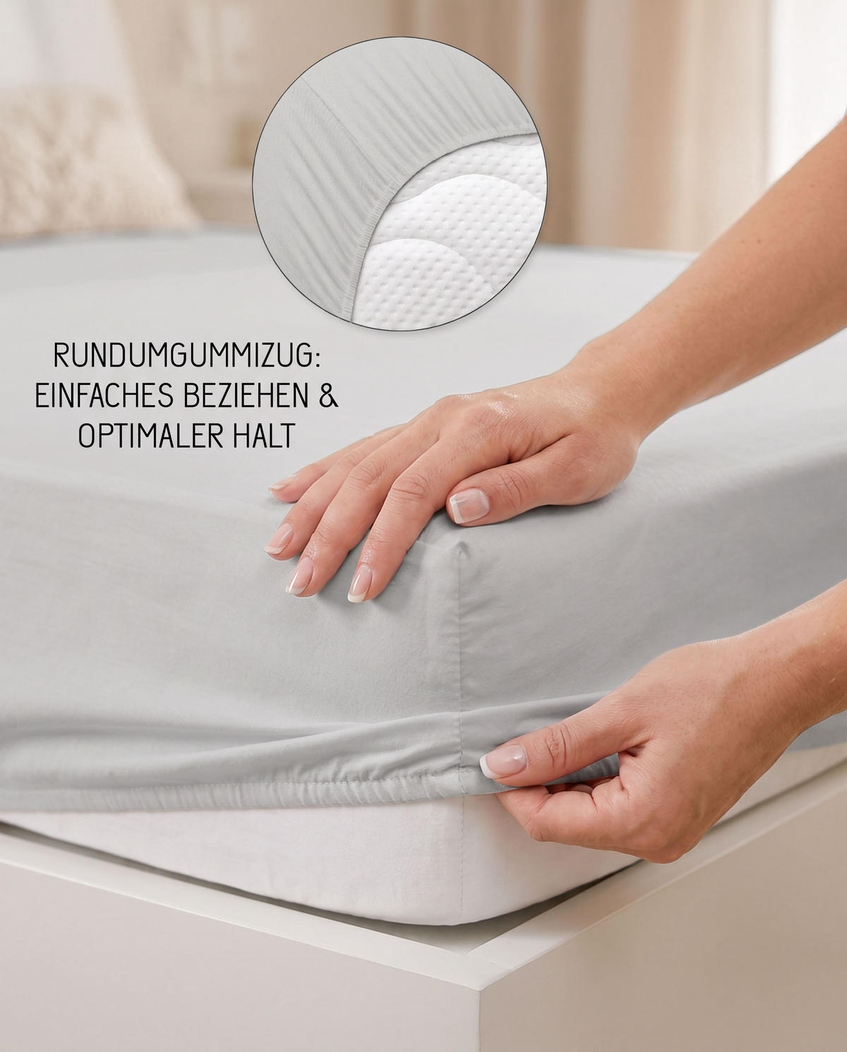 SPANNBETTTUCH Premium Jersey sturmgrau, 180x200 cm - 200x200 cm - Grau, Textil (200/200cm) - biberna