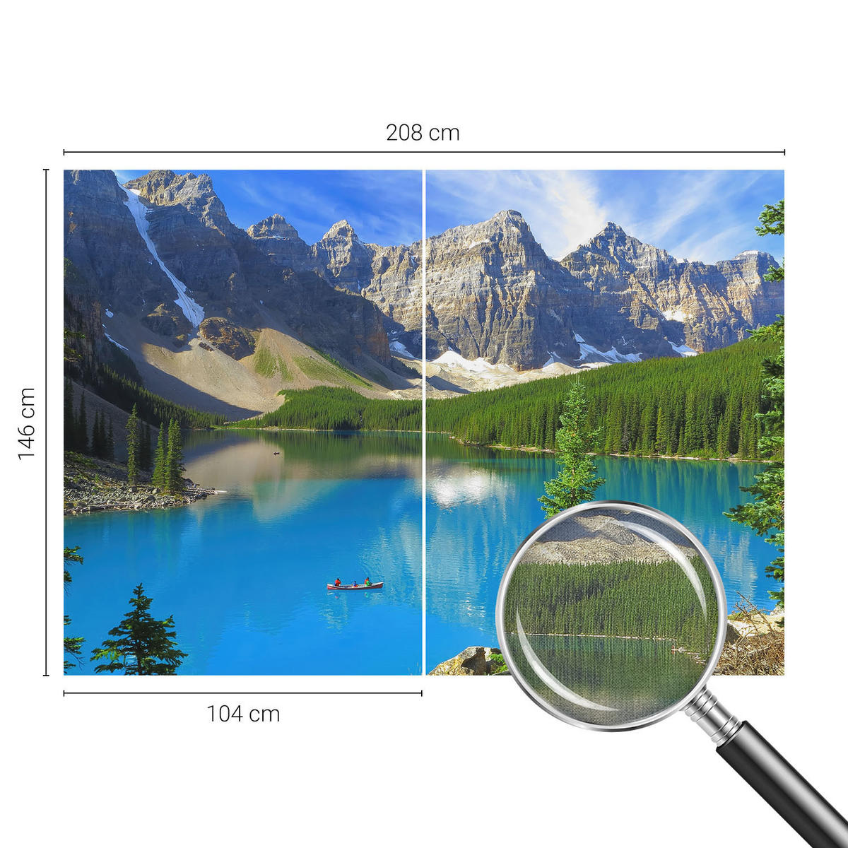 FOTOTAPETE 208x146 cm - Bergsee - Blau, Textil (208/146cm) - Wallfluent