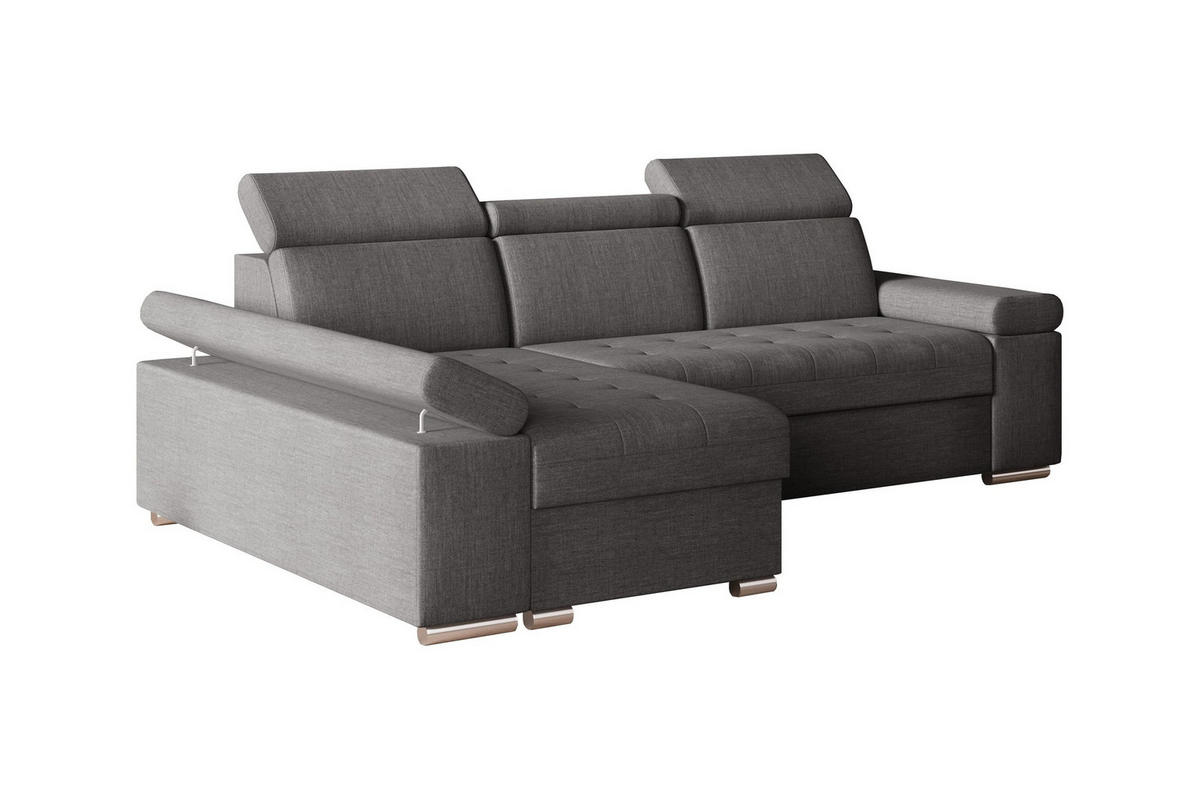 ECKSOFA mit Schlaffunktion Luka L Twist 20 - Grau - Links - Silberfarben/Grau, Holzwerkstoff (260/168cm) - Möblo