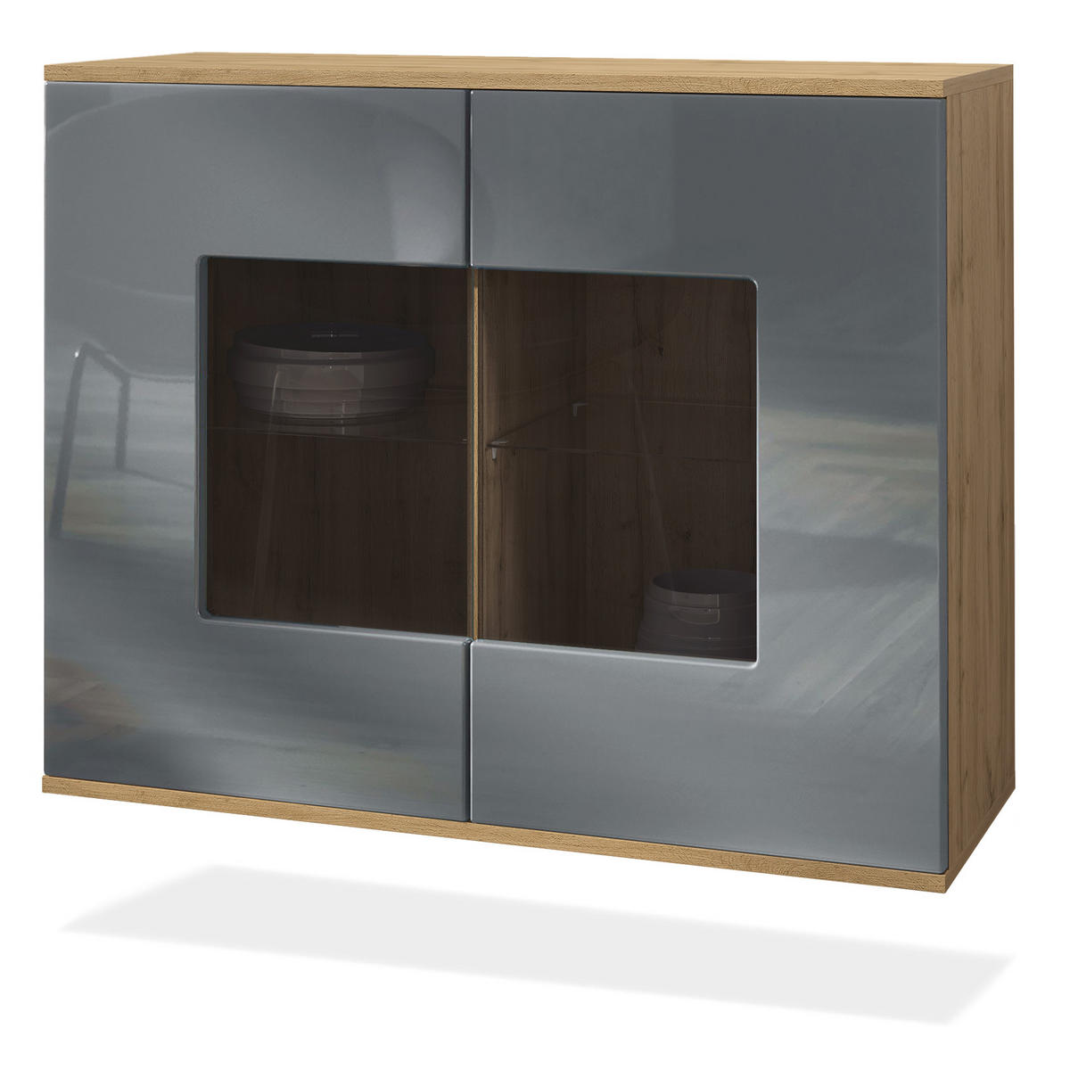 KOMMODE Grömitz Grau Hochglanz - Grau, Holzwerkstoff (92.5/73.5/35cm) - Vladon