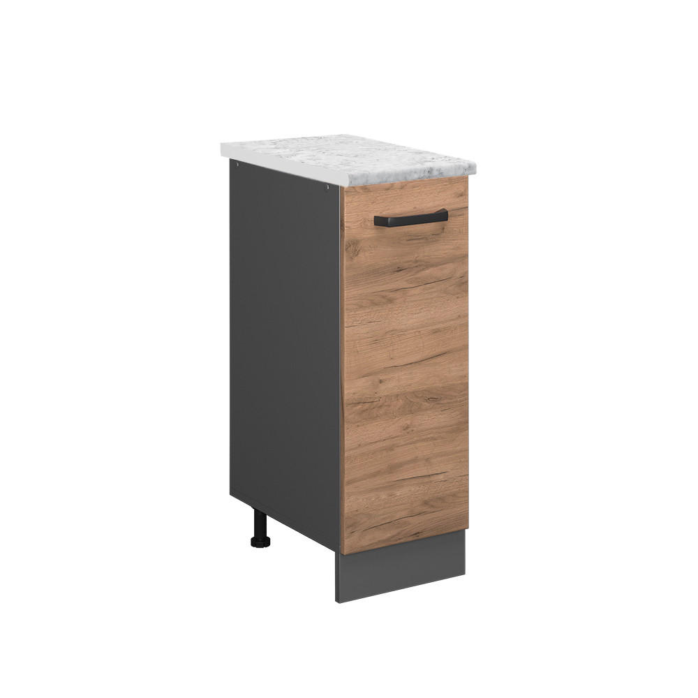 APOTHEKERUNTERSCHRANK R-Line Goldkraft Eiche 30 cm AP Marmor - Anthrazit/Eiche Wotan, Holzwerkstoff (30/81.6/60cm) - Vicco