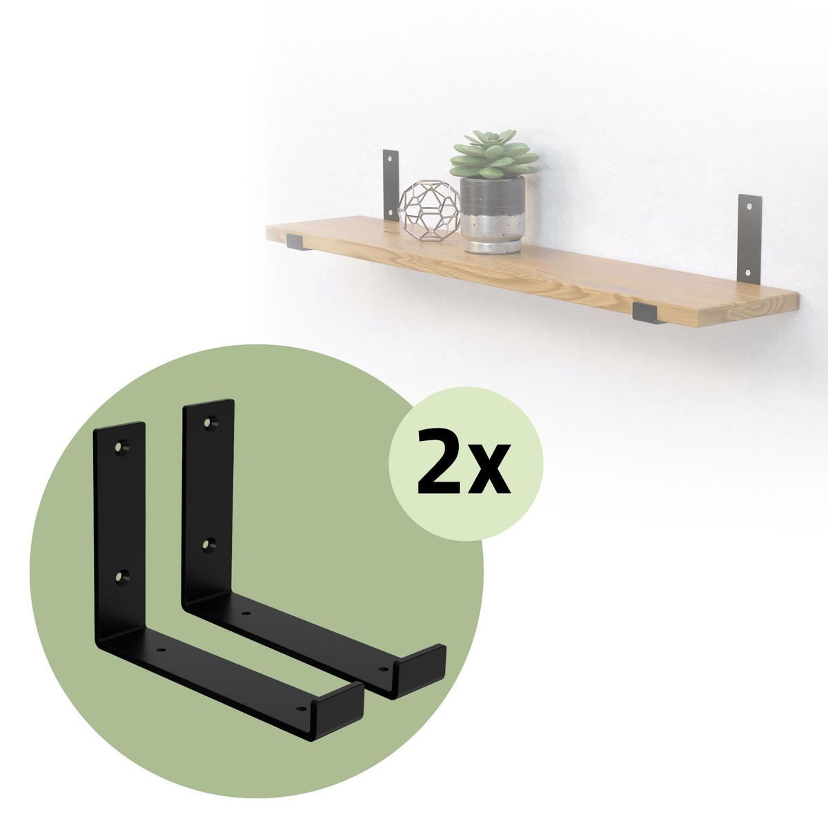 REGALHALTERUNG 2er Set - Schwarz, Metall (14/4/20cm) - ML-DESIGN