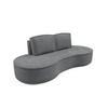 SOFA Molly – Freistehendes halbrundes Designsofa mit zwei eleganten, abnehmbaren RückenKissen, Curio Stoff, Größe: 234x101x88 cm, Grau - Grau, Holz/Textil (234/88/101cm) - DomoHome
