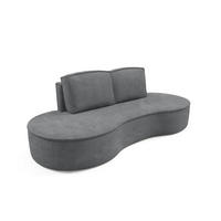 SOFA Molly – Freistehendes halbrundes Designsofa mit zwei eleganten, abnehmbaren RückenKissen, Curio Stoff, Größe: 234x101x88 cm, Grau - Grau, Holz/Textil (234/88/101cm) - DomoHome