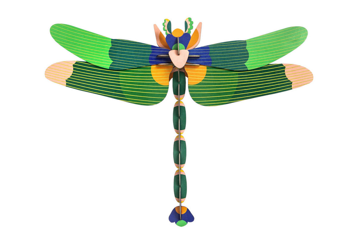 WANDDEKO Jade-Libelle 47/8 cm - Blau/Grün, Wellpappe (47/8/36cm) - KUNSTLOFT