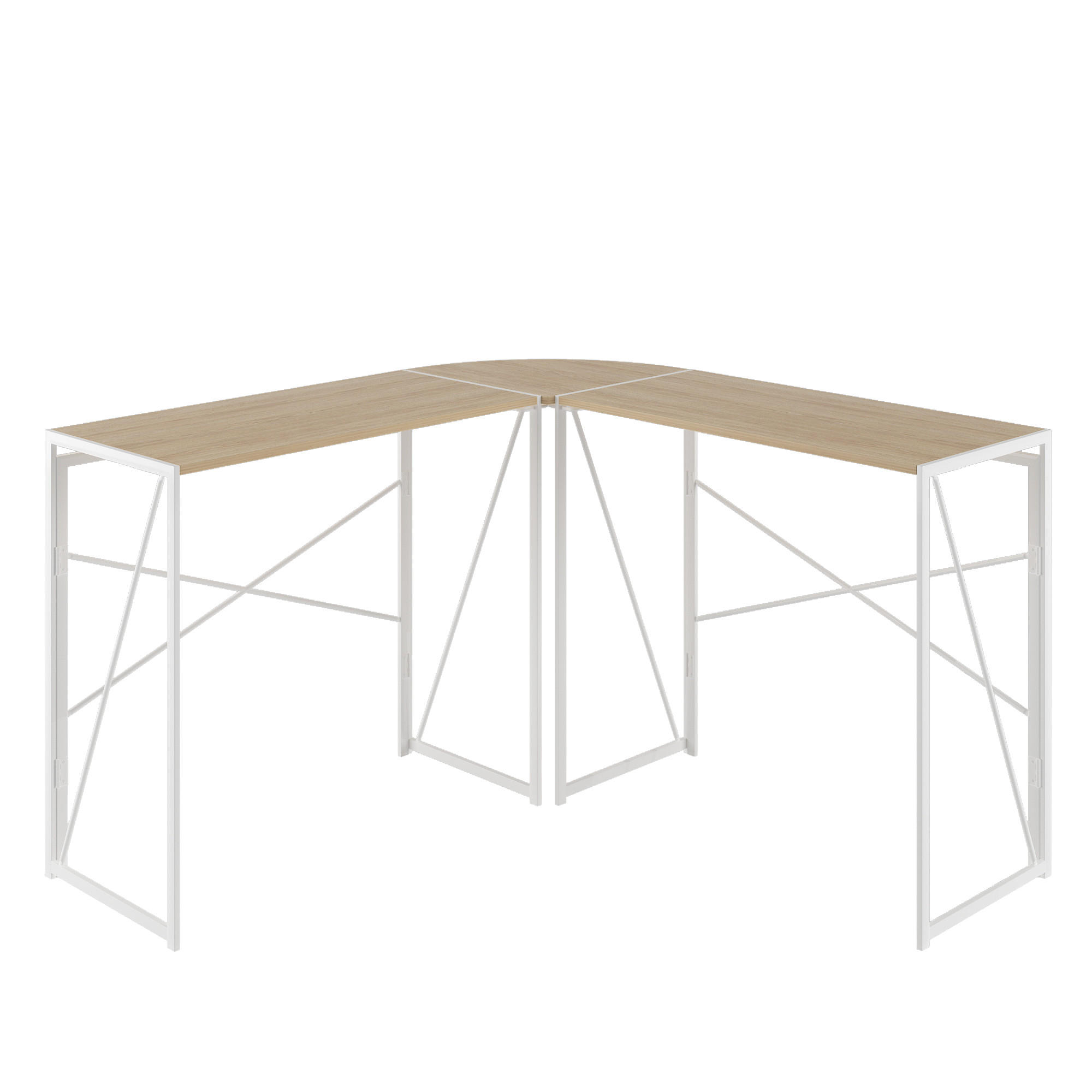 ECKSCHREIBTISCH Holzfarben L-Form mit Metallrahmen kratzfest - Naturfarben, Metall (118/118/74.5cm) - PANGIVO