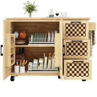 KÜCHENINSEL 120/45-75/92 cm natur mit klappbarer Tischplatte und Rollen - Naturfarben, Holzwerkstoff (120/92/45cm) - OKWISH