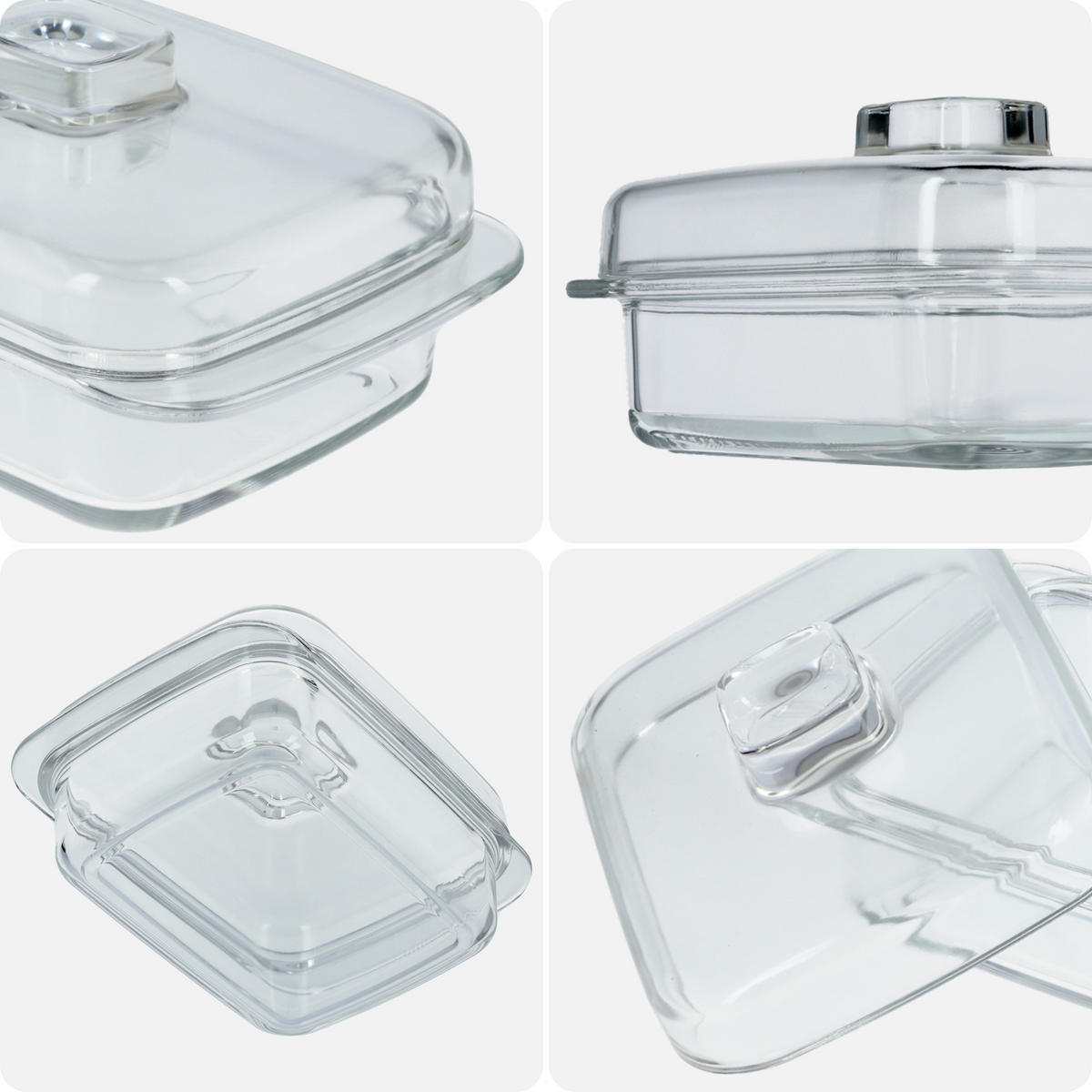 BUTTERDOSE mit Deckel, 11 x 7 cm - Transparent, Glas (11/10.5/16cm) - KADAX