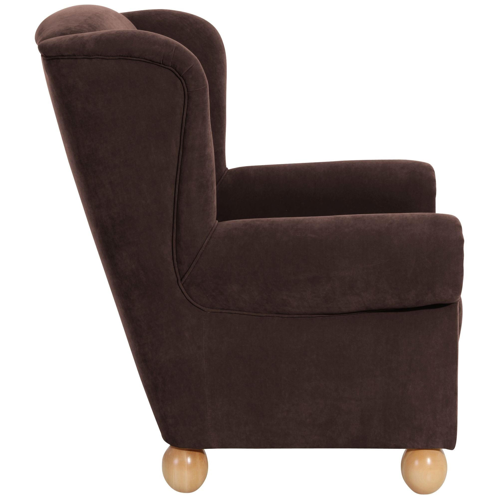 OHRENBACKENSESSEL Kasha Bezug Veloursstoff Buche natur / braun - Buchefarben/Braun, Kunststoff (93/103/87cm) - 58aufmkessel