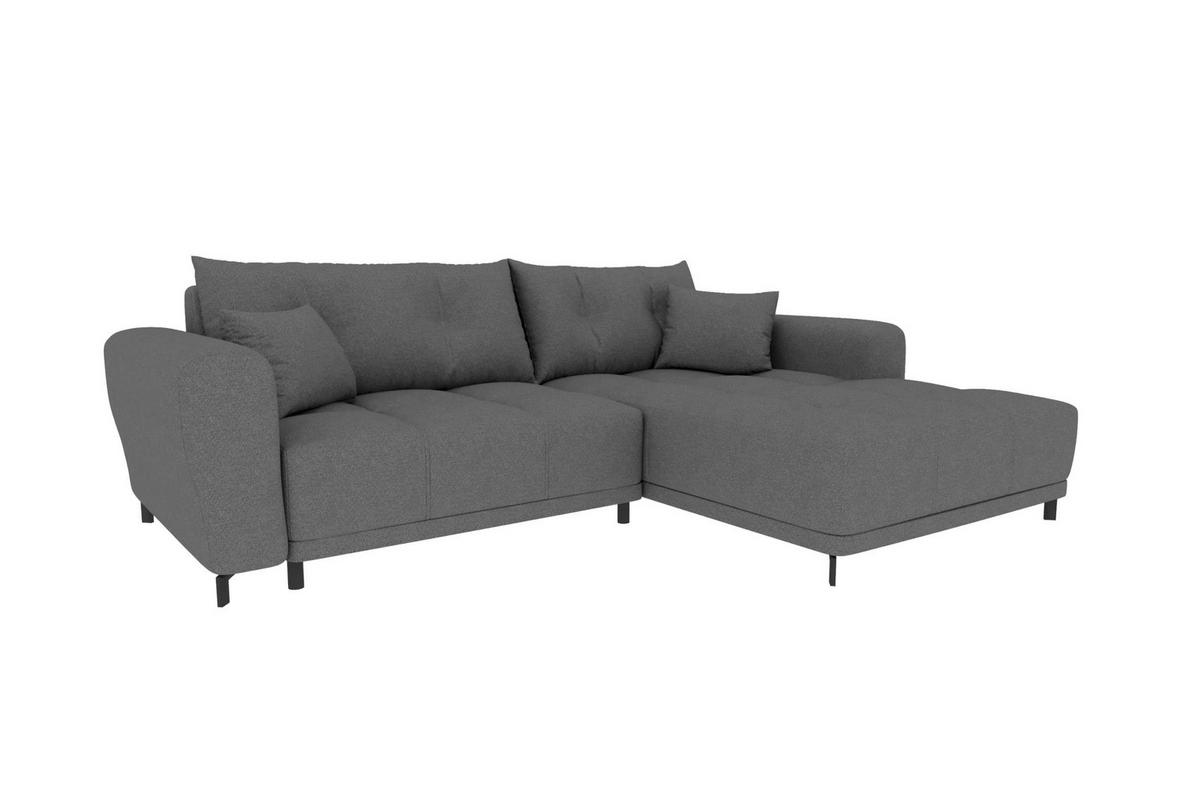 ECKSOFA Massimo Strukturstoff Anthrazit inkl. Schlaffunktion Rechts - Anthrazit/Schwarz, Textil/Metall (246/177cm) - 99rooms