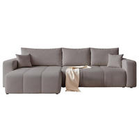 ECKSOFA XL Velours mit Bettkasten und Schlaffunktion - Dunkelgrau, Holzwerkstoff/Textil (278/145cm) - Idohome