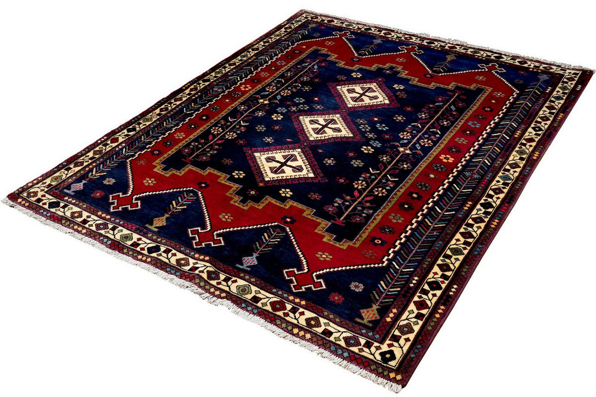 ORIENTTEPPICH handgeknüpft Afshar Blau 210/165 cm Schurwolle - Blau, Textil (165/210cm) - Looma