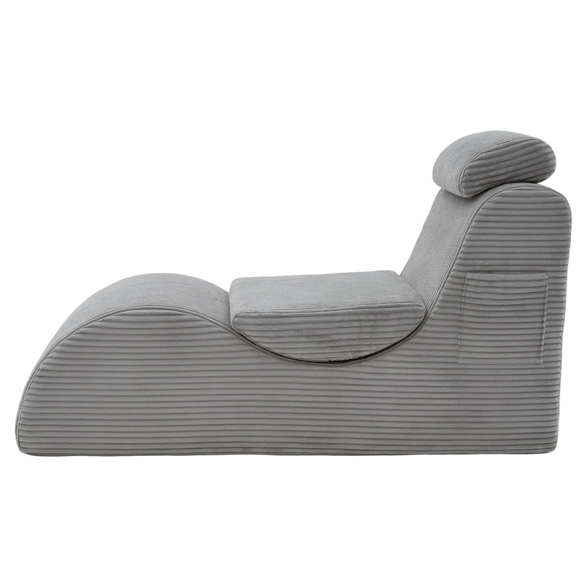 RELAXSESSEL Liege mit Kopfstütze,ergonomischem Design,Hellgrau - Hellgrau, Textil (66/90/160cm) - LVHOM